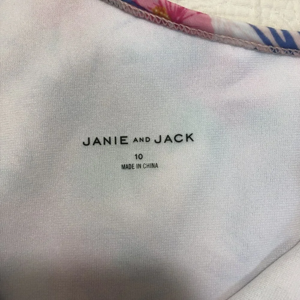 NWT Janie And Jack Swimsuit Girls Floral One-Shoulder Sz 10 Protection